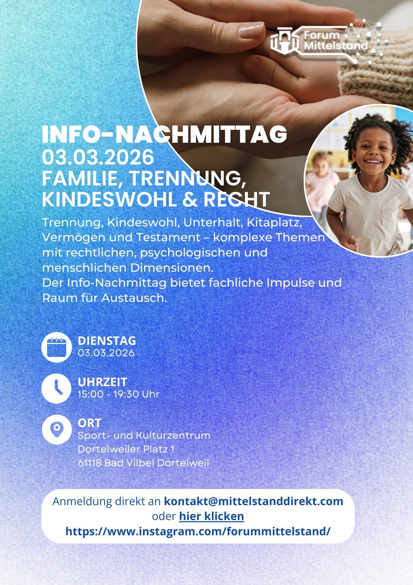 Info-Nachmittag Familie, Trennung, Kindeswohl & Recht